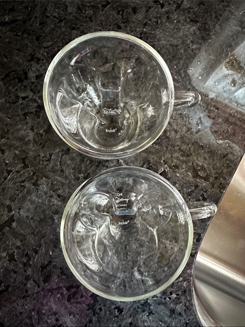 Disney Clear Glass Mickey Mouse Handle Mugs (Set of 2)